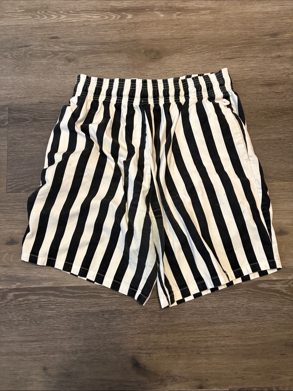 Black and White Striped Cookman Chef Short Pants